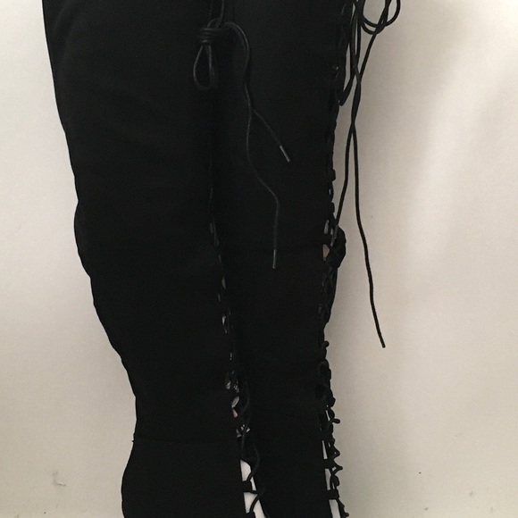 Fashion Nova Lace Up Knee High Heel Boots - Picture 7 of 16